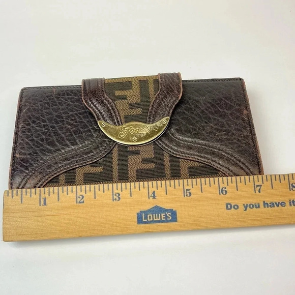 FENDI long wallet Zucca beige canvas x leather Authentic used L3508 - Picture 4 of 13